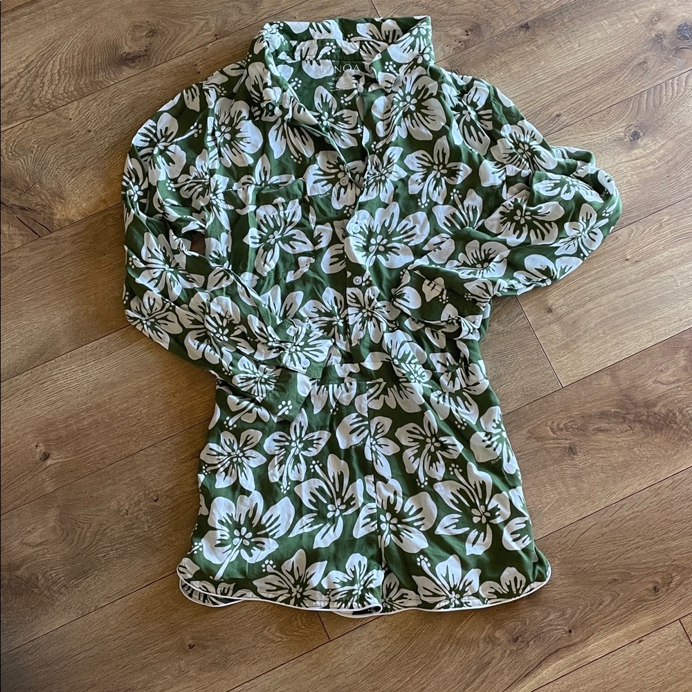 Benoa Swim Green and White Floral Coverup